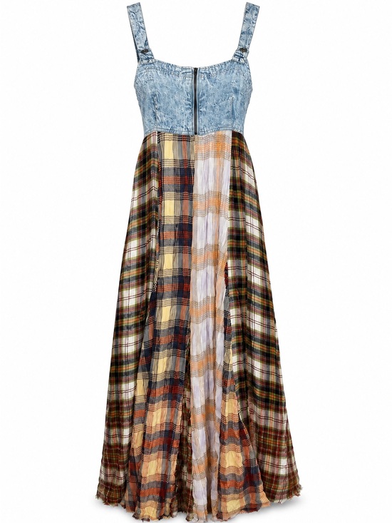 Free People Dresses & Skirts - Free‎ People We The Free Mix It Up Maxi Dress Splinter Plaid Denim Size 10 NWT